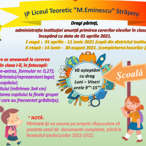 Anunț pentru părinți, din data de întîi aprilie au posibilitatea să depună cereri pentru înscrierea copiilor în clasa întîi